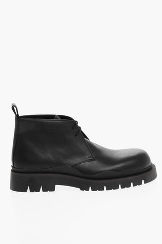 Contrasting Sole Leather Lace-up Desert Booties