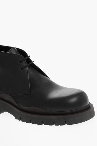 Contrasting Sole Leather Lace-up Desert Booties