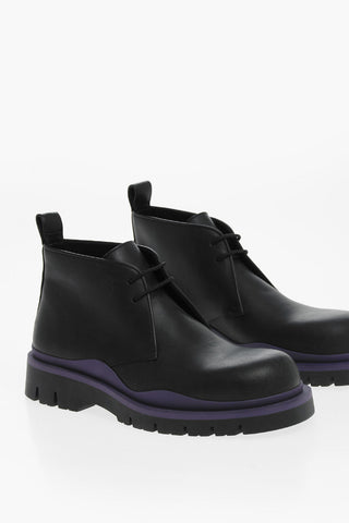 Contrasting Sole Leather Lace-up Desert Booties