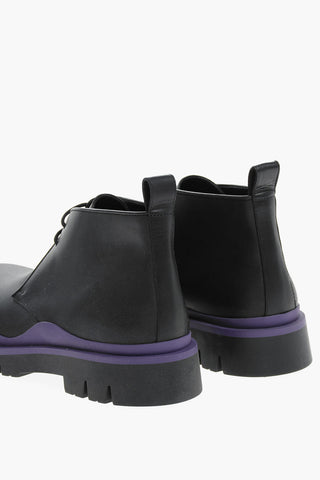 Contrasting Sole Leather Lace-up Desert Booties