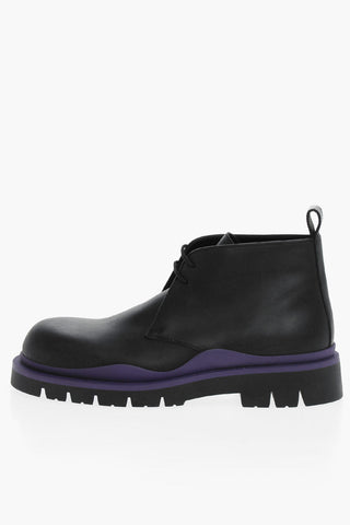 Contrasting Sole Leather Lace-up Desert Booties
