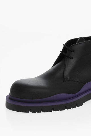 Contrasting Sole Leather Lace-up Desert Booties