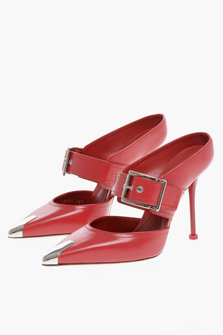 Metal Toe BOXCAR Leather Mules with Buckle 11cm