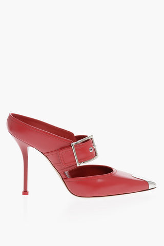 Metal Toe BOXCAR Leather Mules with Buckle 11cm