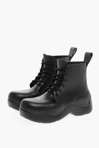 Rubber MATT Lace-up Booties