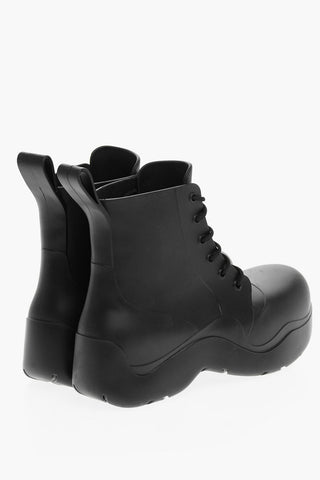 Rubber MATT Lace-up Booties