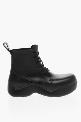 Rubber MATT Lace-up Booties