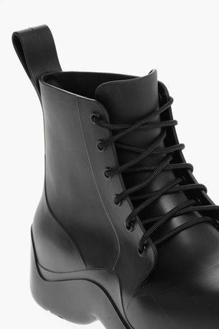 Rubber MATT Lace-up Booties