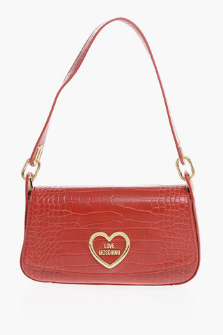 LOVE Faux Leather Croc-Effect Shoulder Bag