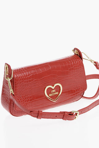 LOVE Faux Leather Croc-Effect Shoulder Bag