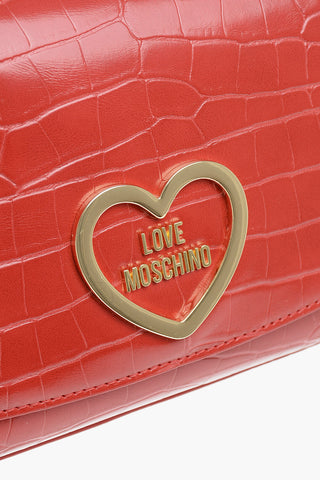 LOVE Faux Leather Croc-Effect Shoulder Bag