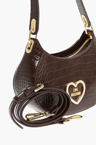 LOVE Crocodile Effect Faux Leather Hobo Bag