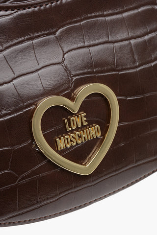 LOVE Crocodile Effect Faux Leather Hobo Bag