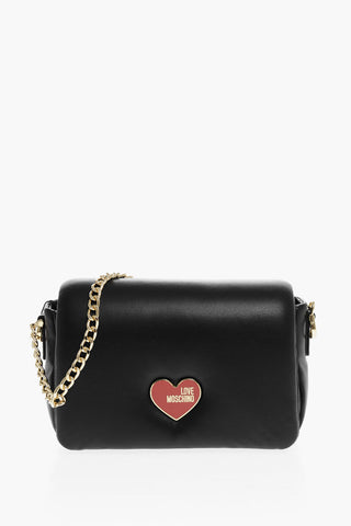LOVE Faux Leather Crossbody Bag with Gold Chain