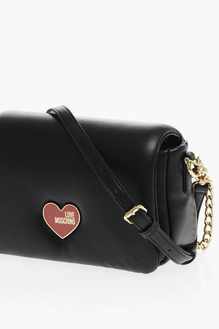 LOVE Faux Leather Crossbody Bag with Gold Chain