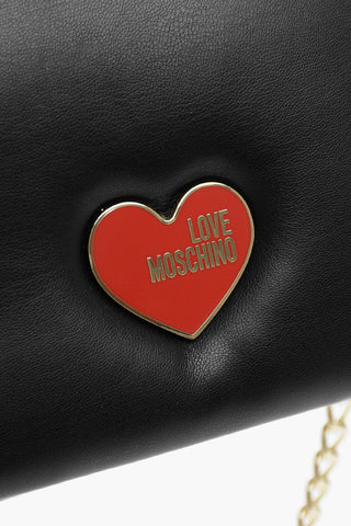 LOVE Faux Leather Crossbody Bag with Gold Chain