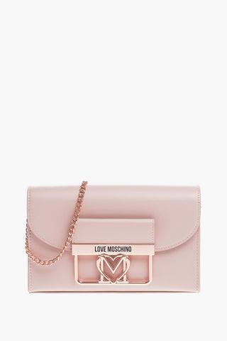 LOVE Faux Leather Crossbody Bag with Metal Chain
