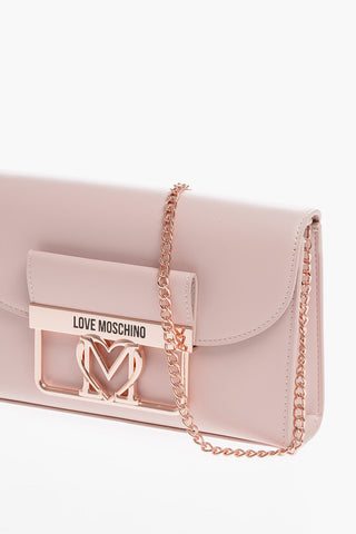 LOVE Faux Leather Crossbody Bag with Metal Chain