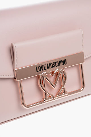 LOVE Faux Leather Crossbody Bag with Metal Chain