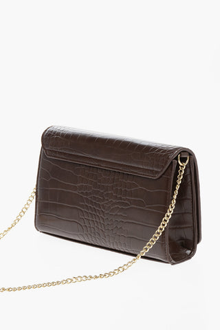 LOVE Faux Leather Crocodile-Effect Bag with Gold Chain
