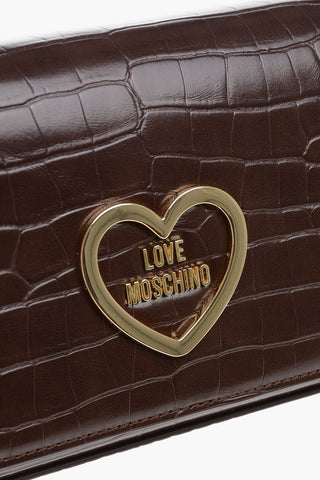 LOVE Faux Leather Crocodile-Effect Bag with Gold Chain