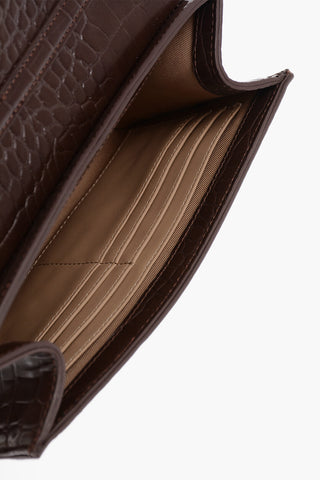 LOVE Faux Leather Crocodile-Effect Bag with Gold Chain