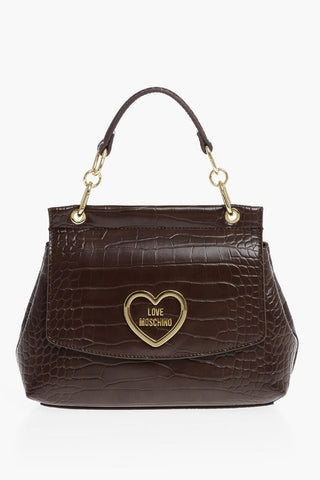LOVE Tasche aus Kunstleder mit Krokodilprägung, goldenen Details und abnehmbarem Schulterriemen