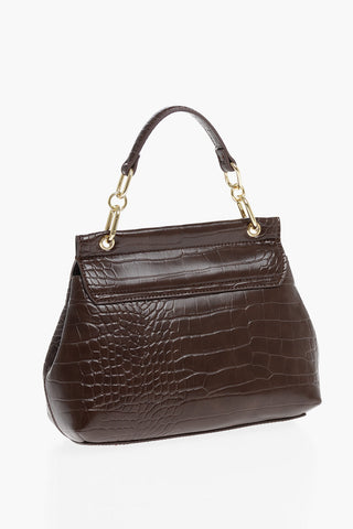 LOVE Tasche aus Kunstleder mit Krokodilprägung, goldenen Details und abnehmbarem Schulterriemen