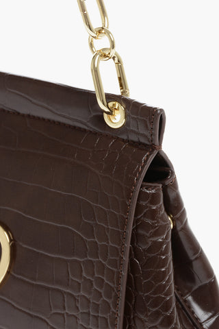 LOVE Tasche aus Kunstleder mit Krokodilprägung, goldenen Details und abnehmbarem Schulterriemen
