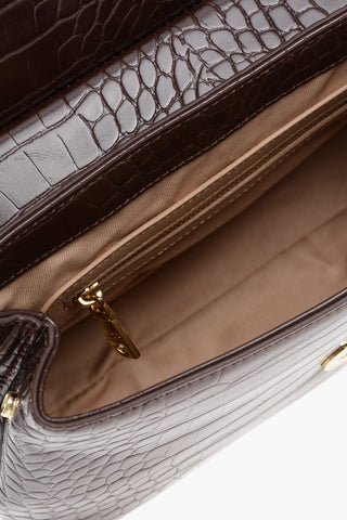 LOVE Tasche aus Kunstleder mit Krokodilprägung, goldenen Details und abnehmbarem Schulterriemen