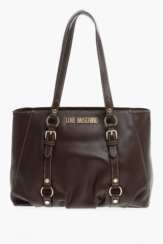 LOVE Borsa a Spalla in Ecopelle con Dettagli Arricciati