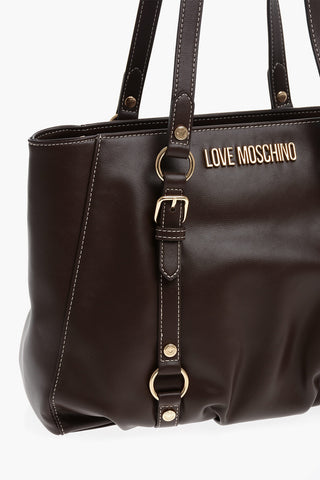LOVE Borsa a Spalla in Ecopelle con Dettagli Arricciati