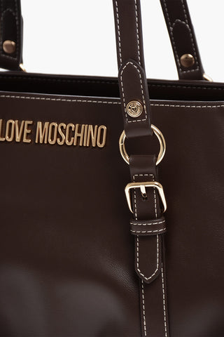 LOVE Borsa a Spalla in Ecopelle con Dettagli Arricciati