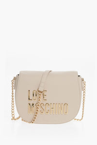 LOVE Eco Leather Saddle Bag with Chain and Large Gold Logos