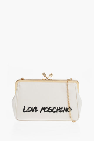 LOVE Borsa a Mano in Tinta Unita con Logo Stampato e Tracolla a Catena Removibile