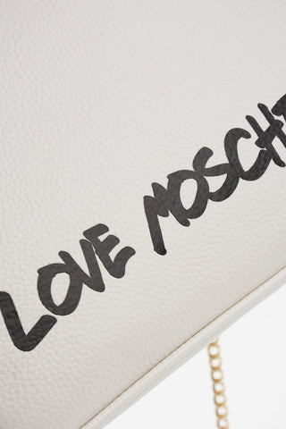 LOVE Borsa a Mano in Tinta Unita con Logo Stampato e Tracolla a Catena Removibile