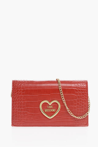 LOVE Borsa in Ecopelle Effetto Coccodrillo con Tracolla a Catena