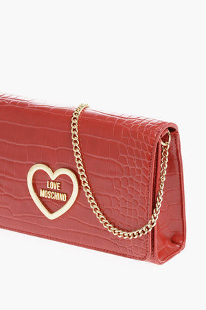 LOVE Borsa in Ecopelle Effetto Coccodrillo con Tracolla a Catena