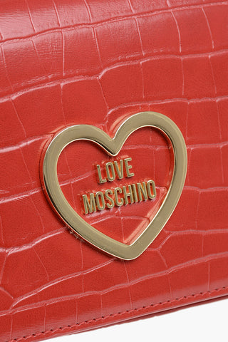 LOVE Borsa in Ecopelle Effetto Coccodrillo con Tracolla a Catena