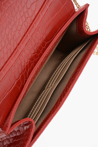 LOVE Borsa in Ecopelle Effetto Coccodrillo con Tracolla a Catena