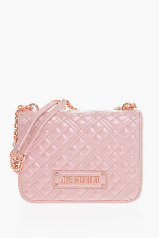 LOVE Borsa a Spalla in Ecopelle Trapuntata Effetto Lame' con Catena