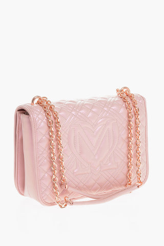 LOVE Borsa a Spalla in Ecopelle Trapuntata Effetto Lame' con Catena
