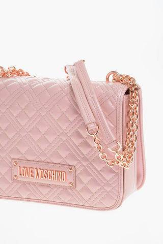 LOVE Borsa a Spalla in Ecopelle Trapuntata Effetto Lame' con Catena