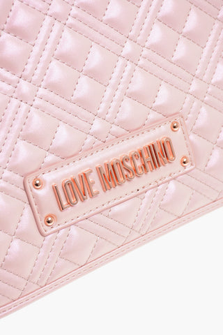 LOVE Borsa a Spalla in Ecopelle Trapuntata Effetto Lame' con Catena