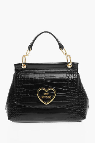 LOVE Crocodile Effect Faux Leather Bag with Removable Shoulder Strap