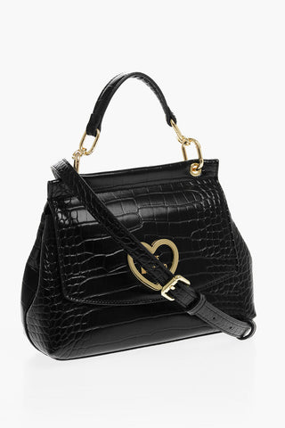 LOVE Crocodile Effect Faux Leather Bag with Removable Shoulder Strap