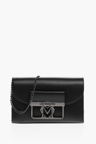 LOVE Solid Color Faux Leather Bag with Chain Shoulder Straps