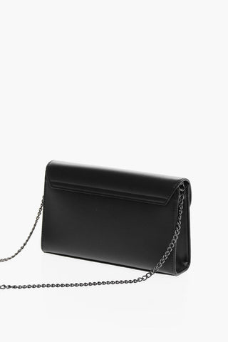 LOVE Solid Color Faux Leather Bag with Chain Shoulder Straps