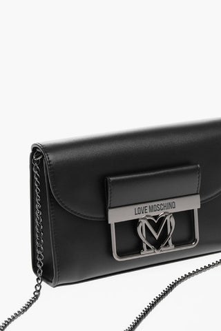 LOVE Solid Color Faux Leather Bag with Chain Shoulder Straps