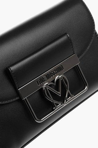 LOVE Solid Color Faux Leather Bag with Chain Shoulder Straps